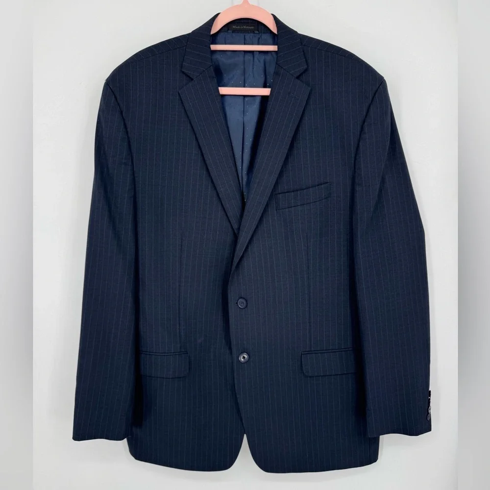 Collection By Michael Strahan Navy Pinstripe Blazer Suit Jacket Size 48 Long